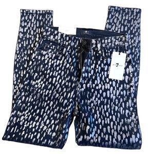 7 for All Mankind High Waist Skinny in Foil Snow Leopard